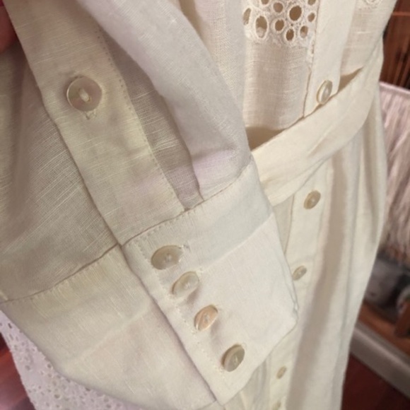 Free People Ivory Embroidered Button-down Dress Duster, Size Medium - Picture 5 of 8